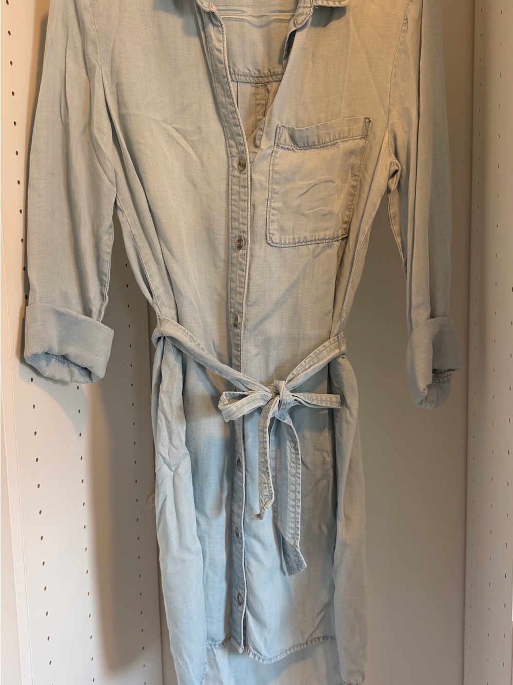 Bella Dahl Light Denim Shirt Dress with Tie Belt